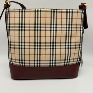 1900-2000 Burberry Nova check pattern shoulder bag Bordeaux canvas check